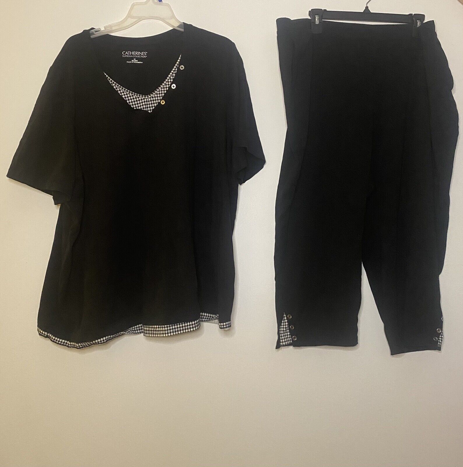 Catherines Suprema Collection Black Shirt And Leggings Set Size 2x ( 22/24w )