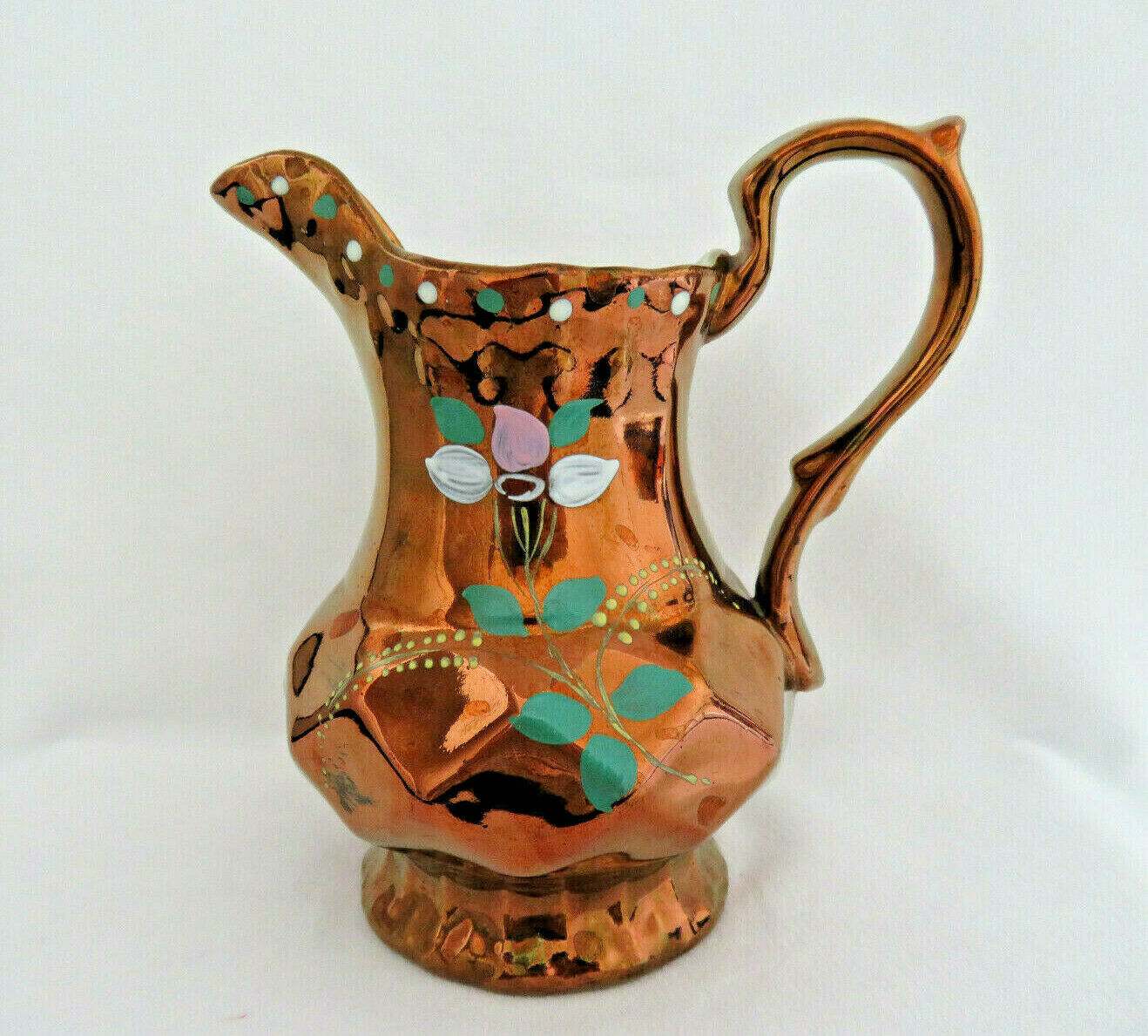 Vintage England Copper Luster Lustreware Pottery Creamer / Pitcher