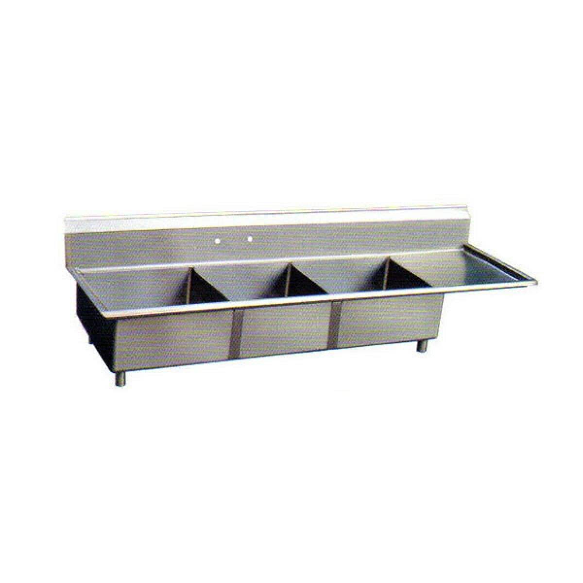Sapphire Sms-3-1818r, 18x18-inch 3-compartment Stainless Steel Sink With Right D
