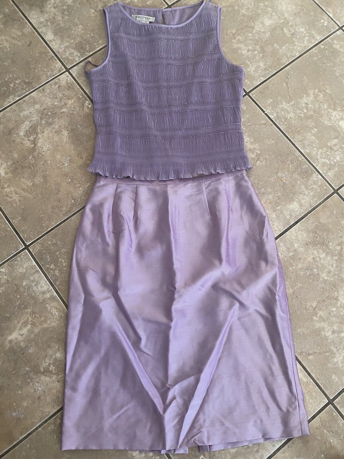 Kay Unger 10 Two Piece Lavender Set Top Skirt