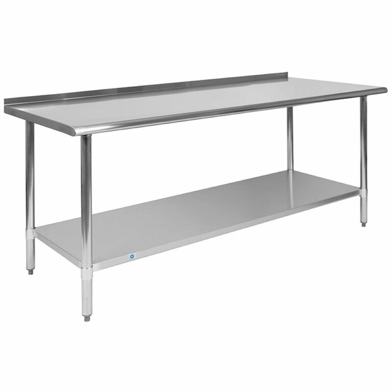 Flash Furniture 72" 18-gauge Prep And Work Table With Backsplash In Silver